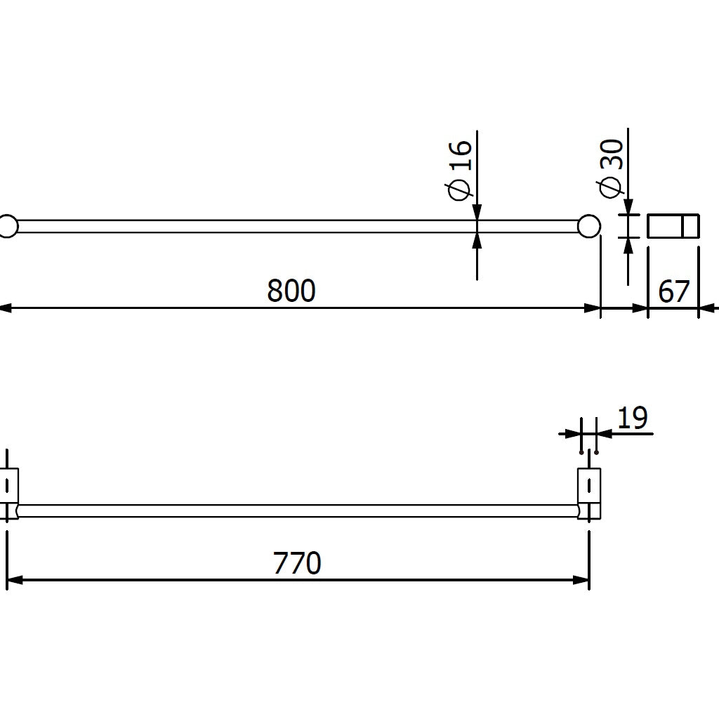 Kludi Vela R Suport prosop baie tip bara 80 cm, negru mat