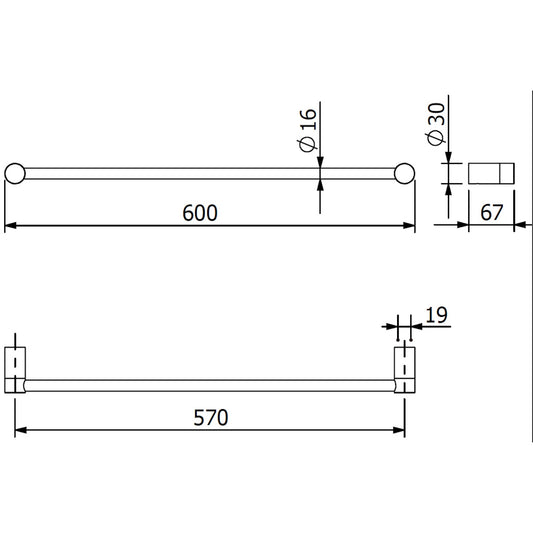Kludi Vela R Suport prosop baie tip bara 60 cm, negru mat
