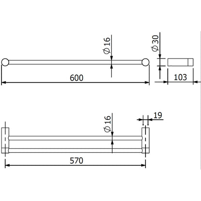 Kludi Vela R Suport prosop baie tip bara dubla 60 cm, crom
