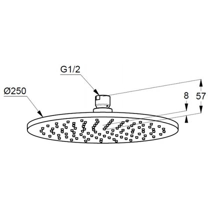 Palarie dus fix Kludi A-QA, Ø25 cm, alb/crom