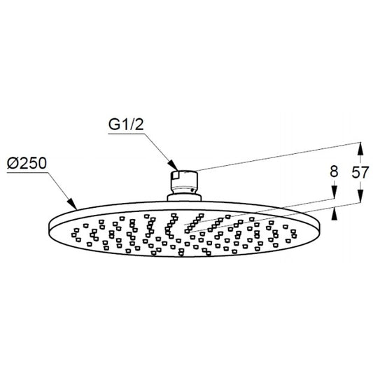 Palarie dus fix Kludi A-QA, Ø25 cm, alb/crom