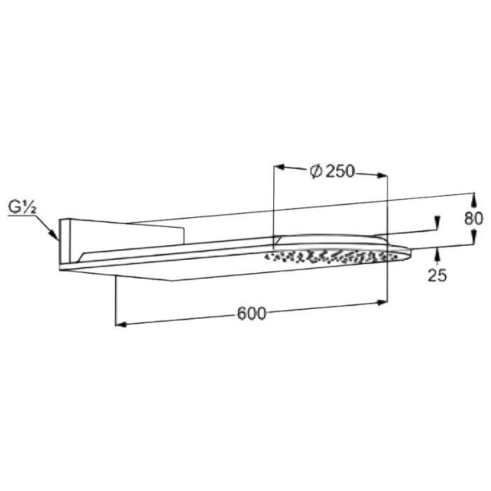 Palarie dus fix Kludi A-QA, Ø25x60 cm