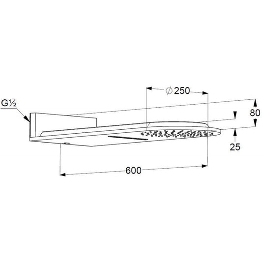 Palarie dus fix Kludi A-QA, Ø25 cm, 2 jeturi, alb/crom