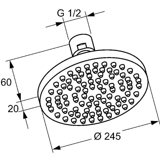 Palarie dus fix Kludi A-QA, Ø25 cm