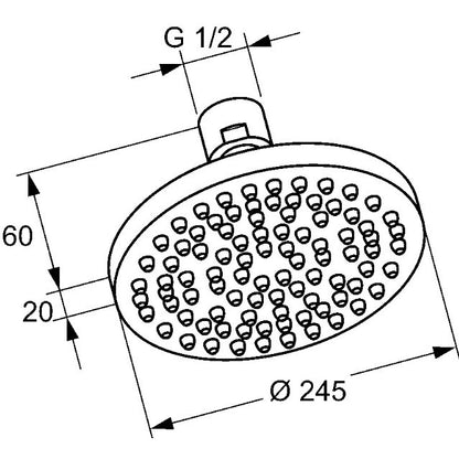 Palarie dus fix Kludi A-QA, Ø25 cm