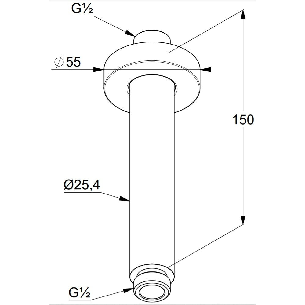 Brat dus fix Kludi A-QA, 15 cm, negru mat
