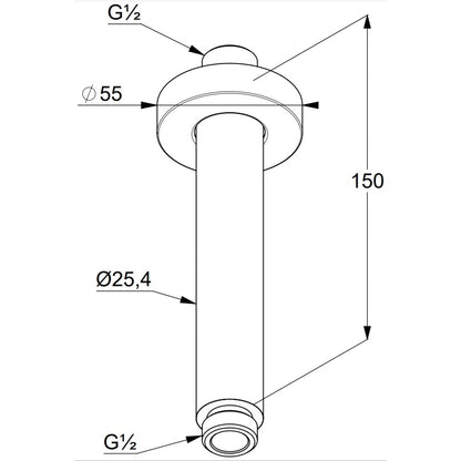 Brat dus fix Kludi A-QA, 15 cm, negru mat