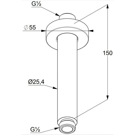 Brat dus fix Kludi A-QA, 15 cm, negru mat