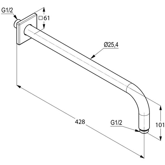 Brat dus fix Kludi A-QA, 40 cm, prindere patrata