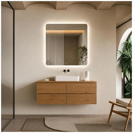 Fluminia Verona Oglinda cu iluminare LED si dezaburire 80xH80 cm, iluminare ambientala