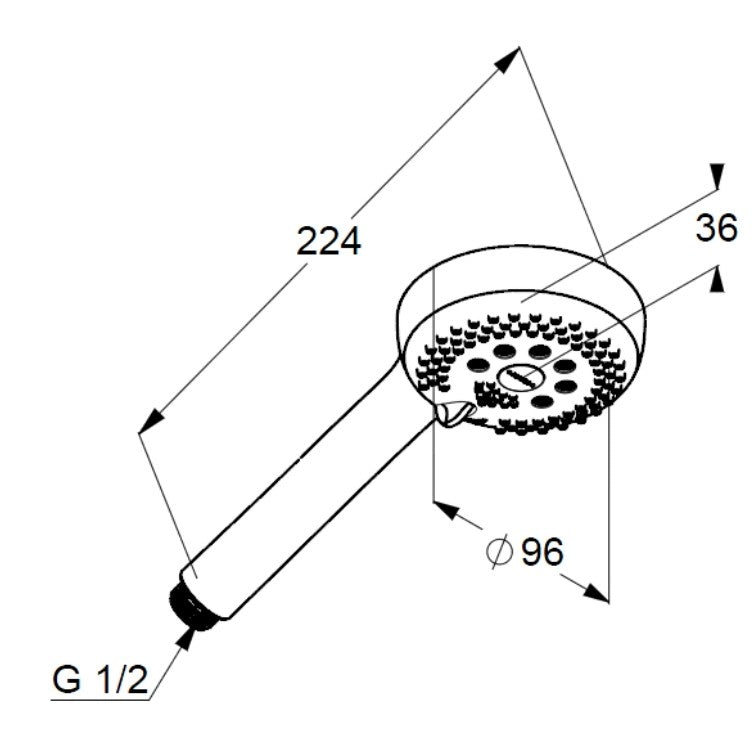 Para dus Kludi Logo 3S cu 3 tipuri de jet