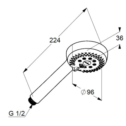 Para dus Kludi Logo 3S cu 3 tipuri de jet