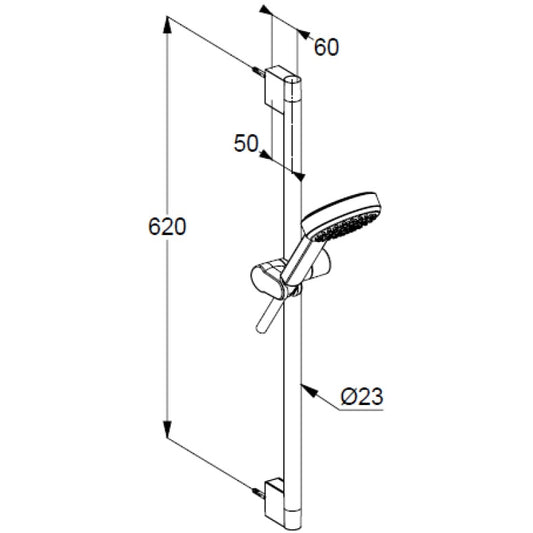 Kludi Dive 1S Set de dus cu bara 60 cm, crom