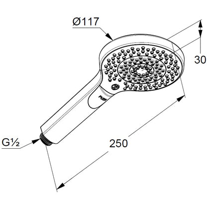 Para dus Kludi Dive cu 3 functii, Ø12 cm