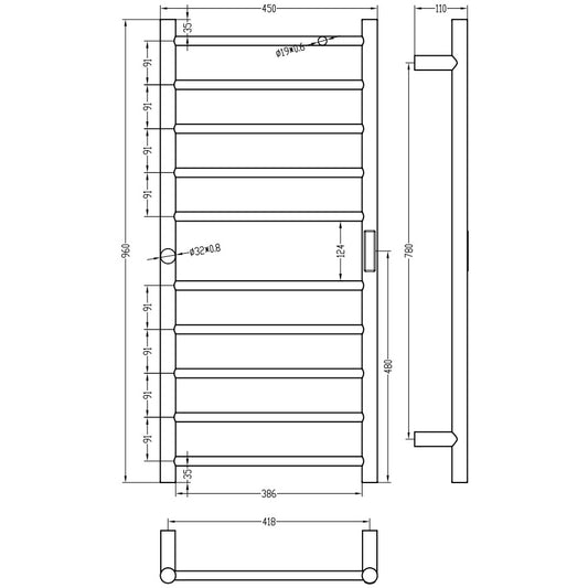 Bemeta Calorifer (radiator) portprosop electric 450xH960 mm, negru