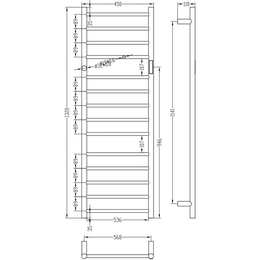 Bemeta Calorifer (radiator) portprosop electric 450xH1320 mm, negru