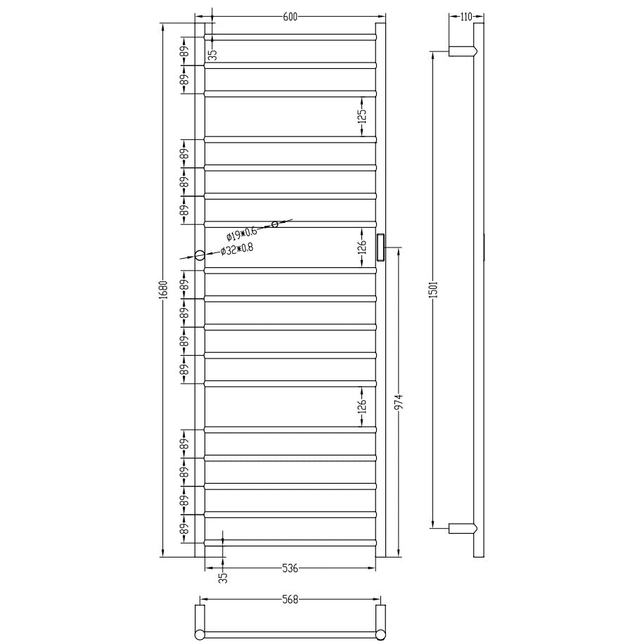 Bemeta Calorifer (radiator) portprosop electric 600xH1680 mm, negru
