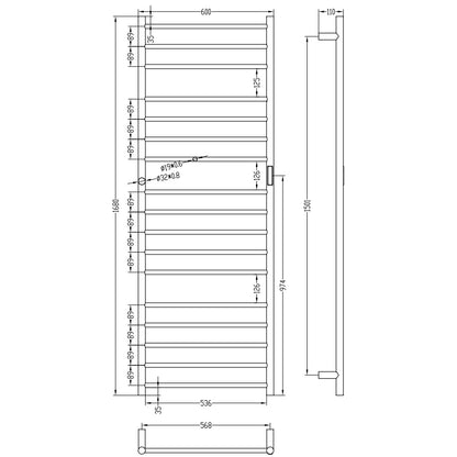 Bemeta Calorifer (radiator) portprosop electric 600xH1680 mm, negru