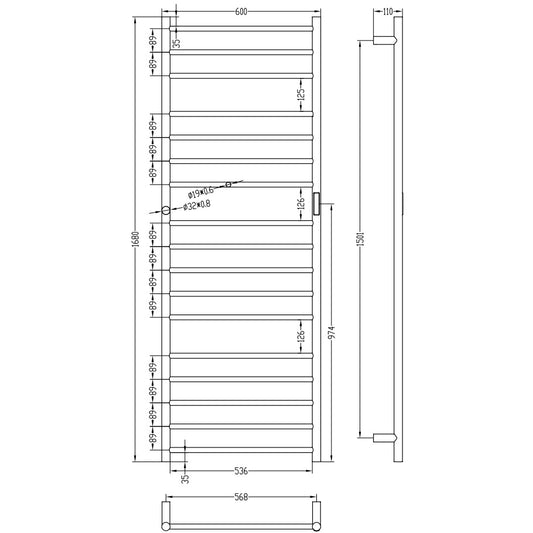 Bemeta Calorifer (radiator) portprosop electric 600xH1680 mm, crom