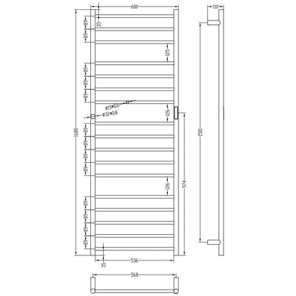 Bemeta Calorifer (radiator) portprosop electric 600xH1680 mm, alb