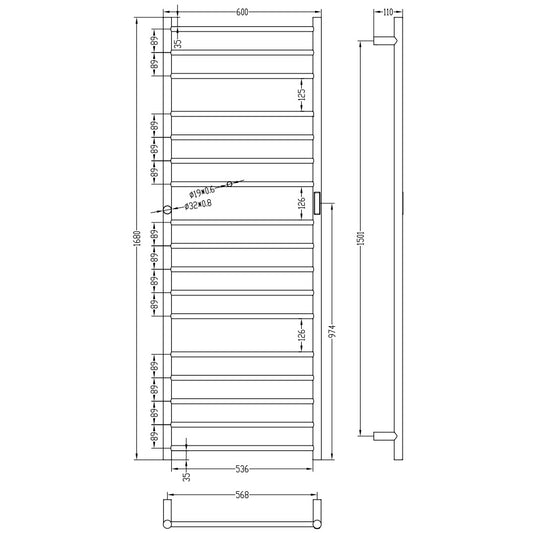 Bemeta Calorifer (radiator) portprosop electric 600xH1680 mm, alb