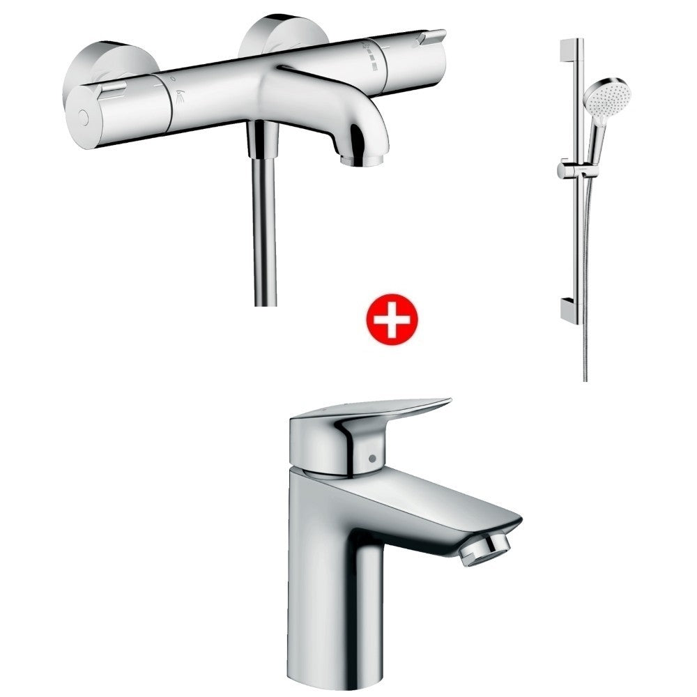 Hansgrohe Ecostat Set Promo 3 in 1 pentru cada si dus cu baterie termostatata