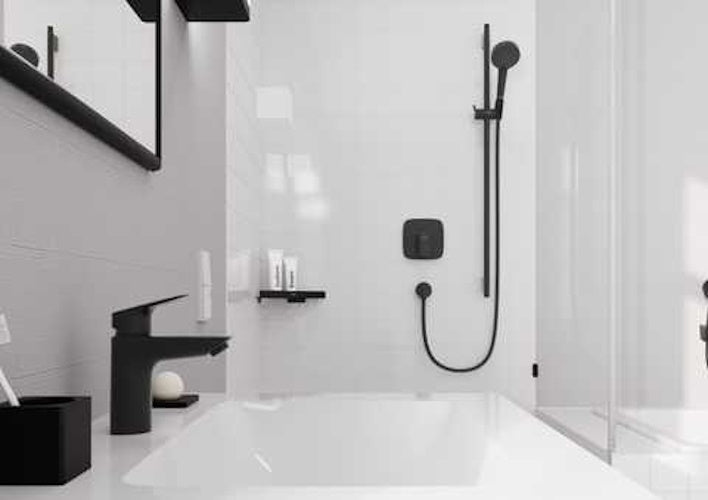 Baterie lavoar Hansgrohe Logis 100, cu ventil pop-up, negru mat