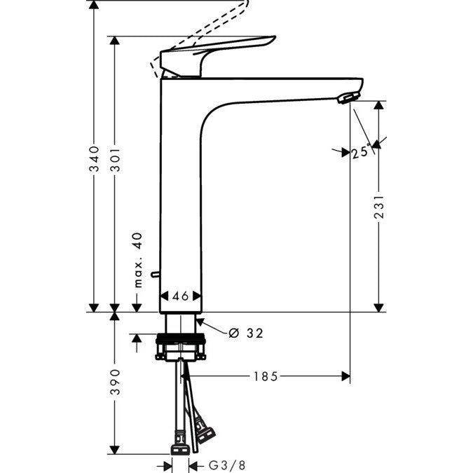 Baterie lavoar inalta Hansgrohe Logis E 230, ventil pop-up
