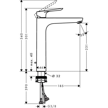 Baterie lavoar inalta Hansgrohe Logis E 230, ventil pop-up