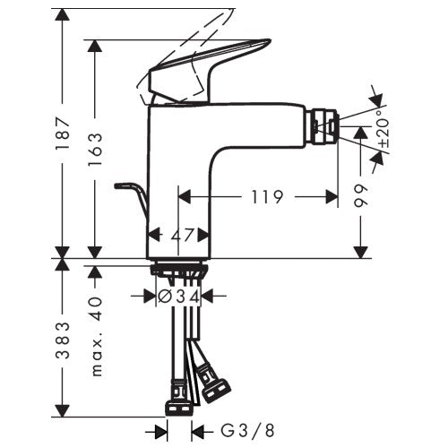 Hansgrohe Logis 100 Baterie bideu monocomanda cu ventil pop-up
