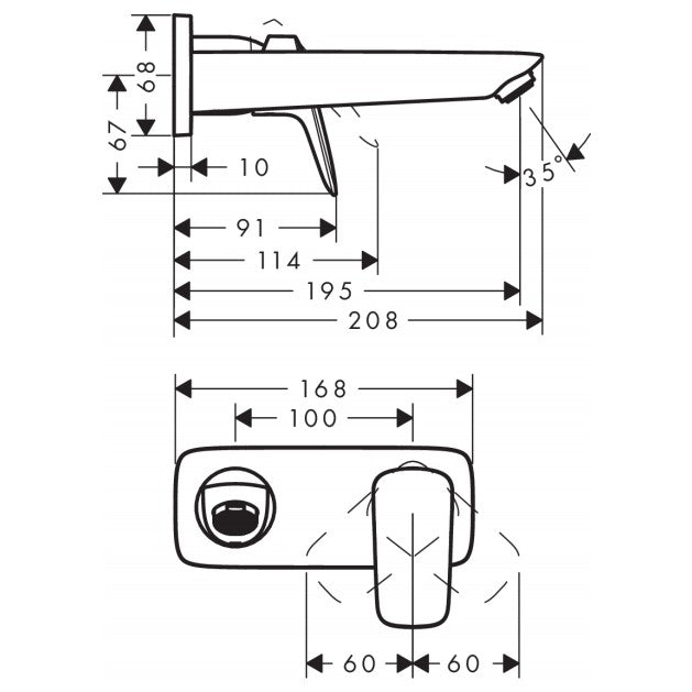 Baterie lavoar incastrata Hansgrohe Logis, pipa 20 cm