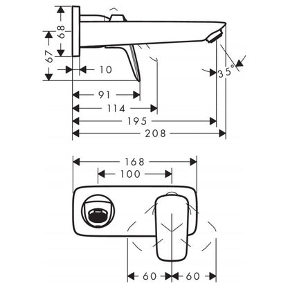 Baterie lavoar incastrata Hansgrohe Logis, pipa 20 cm