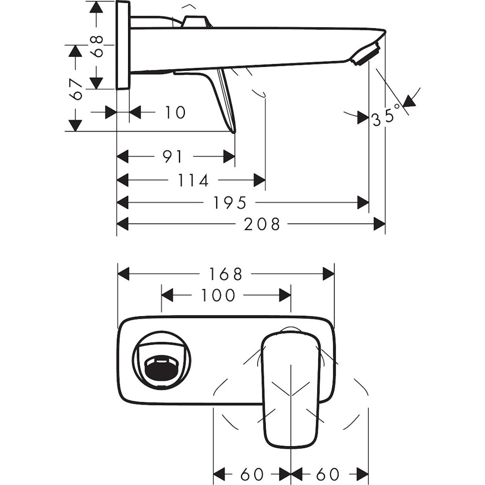 Baterie lavoar incastrata Hansgrohe Logis, pipa 20 cm, negru mat