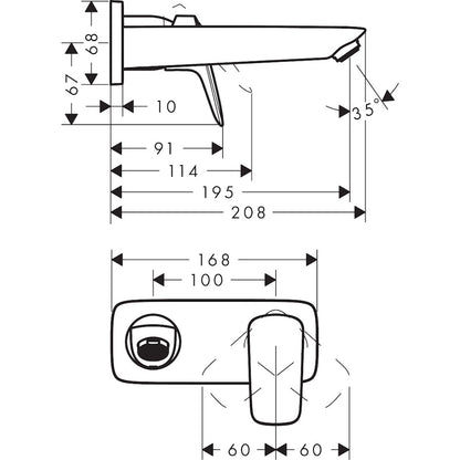 Baterie lavoar incastrata Hansgrohe Logis, pipa 20 cm, negru mat