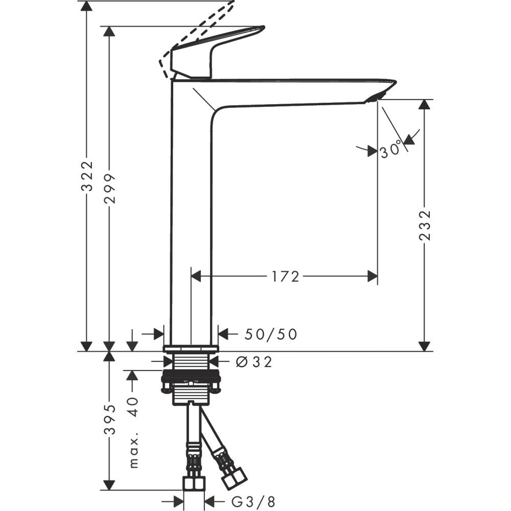 Baterie chiuveta baie pe blat Hansgrohe Logis 240, fara ventil