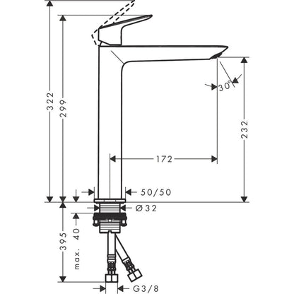 Baterie chiuveta baie pe blat Hansgrohe Logis 240, fara ventil
