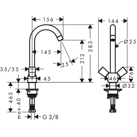 Hansgrohe Logis M31 220 Baterie chiuveta bucatarie dubla comanda