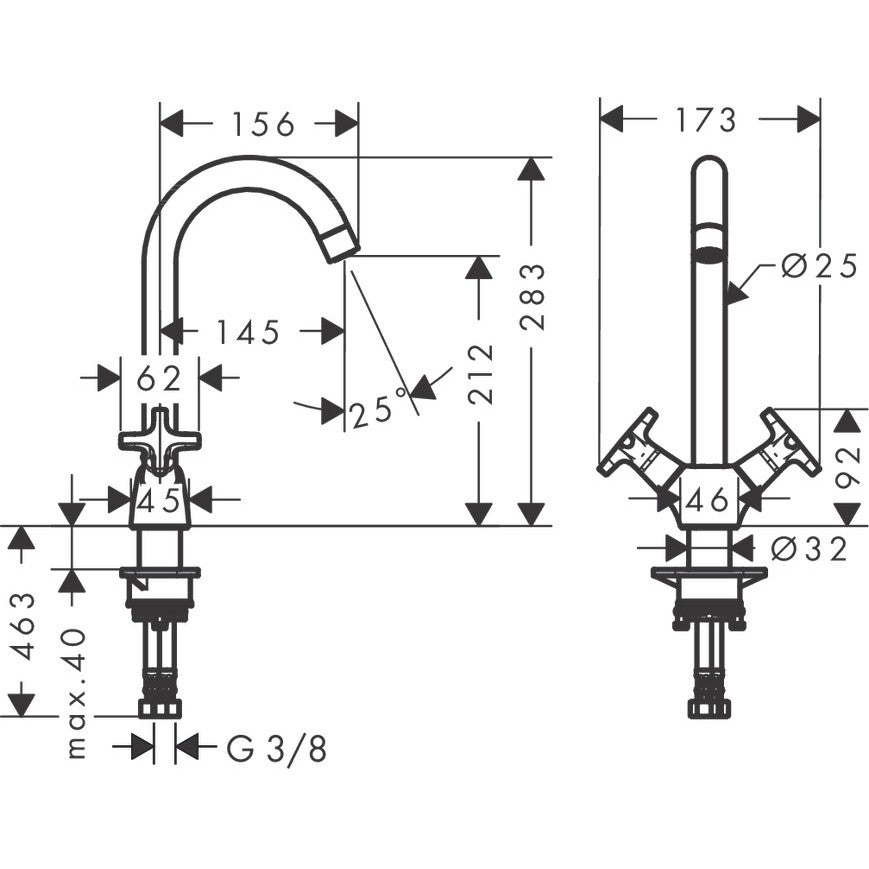 Hansgrohe Logis M32 220 Baterie chiuveta bucatarie dubla comanda