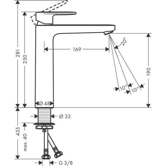 Baterie lavoar Hansgrohe Vernis Blend 190, fara ventil