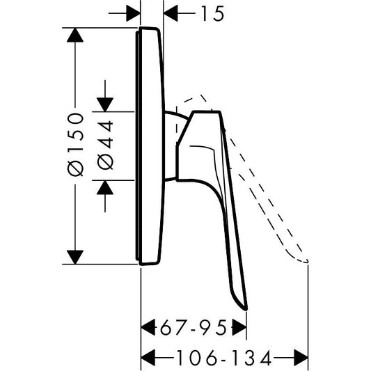 Hansgrohe Logis E Baterie dus monocomanda, montaj incastrat