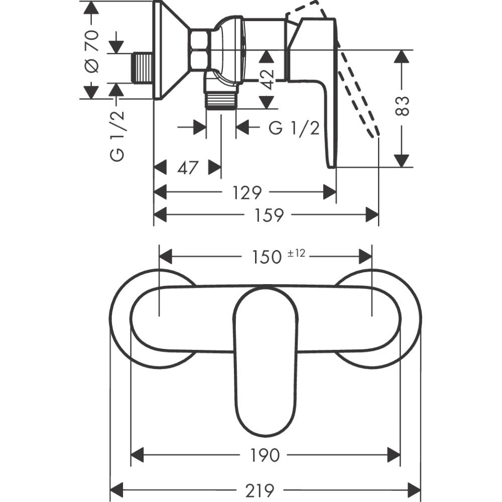 Hansgrohe Vernis Blend Baterie dus monocomanda, negru mat