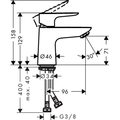 Baterie lavoar Hansgrohe Talis E 80, fara ventil