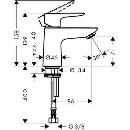Robinet lavoar Hansgrohe Talis E 80, fara ventil