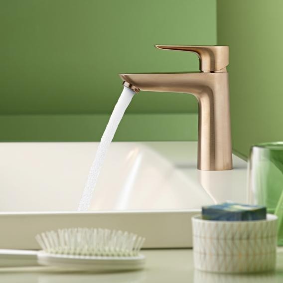 Baterie chiuveta baie bronz mat periat Hansgrohe Talis E 110, cu ventil metalic pop-up