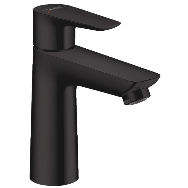 Baterie lavoar neagra mat Hansgrohe Talis E 110, cu ventil metalic pop-up