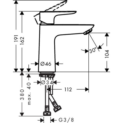 Baterie lavoar Hansgrohe Talis E 110, fara ventil