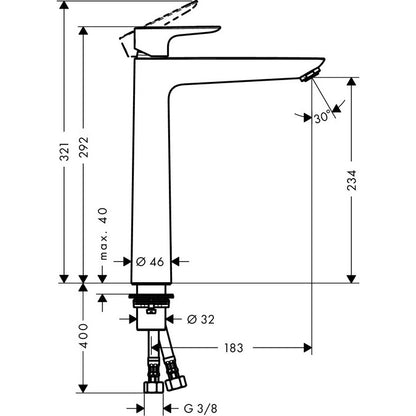 Baterie lavoar pe blat Hansgrohe Talis E 240, fara ventil