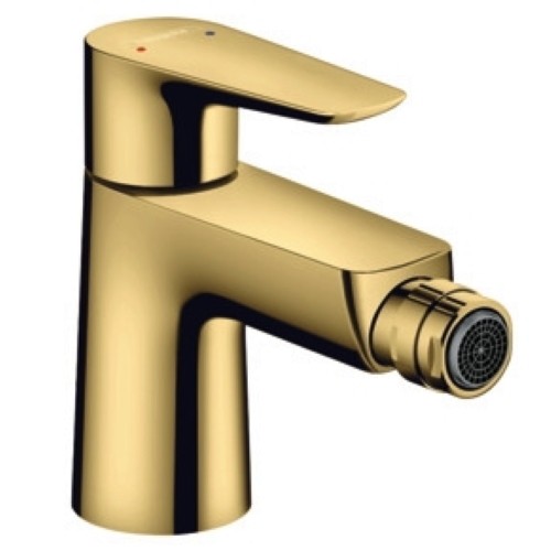 Hansgrohe Talis E Baterie bideu cu ventil metalic pop-up, auriu lucios