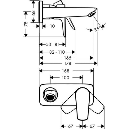 Baterie lavoar incastrata Hansgrohe Talis E, pipa 17 cm