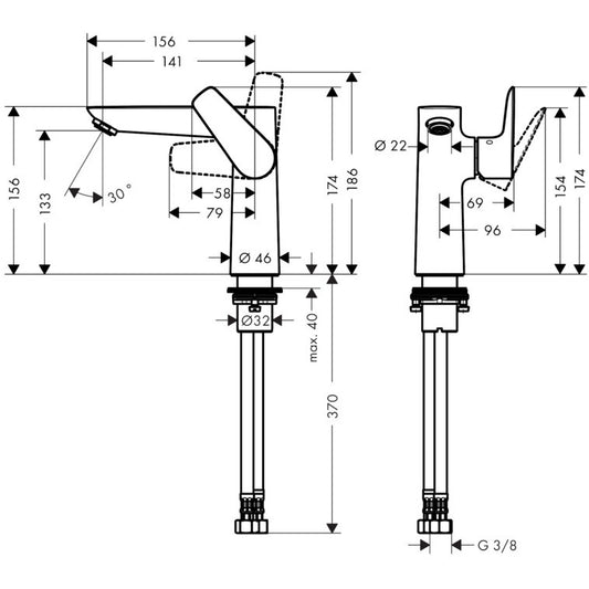 Baterie lavoar Hansgrohe Talis E 150, fara ventil